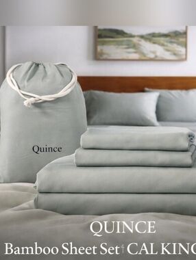 Quince Bamboo Sheet Set Cal King NWT Cooling Eucalyptus Luxury Bedding $154